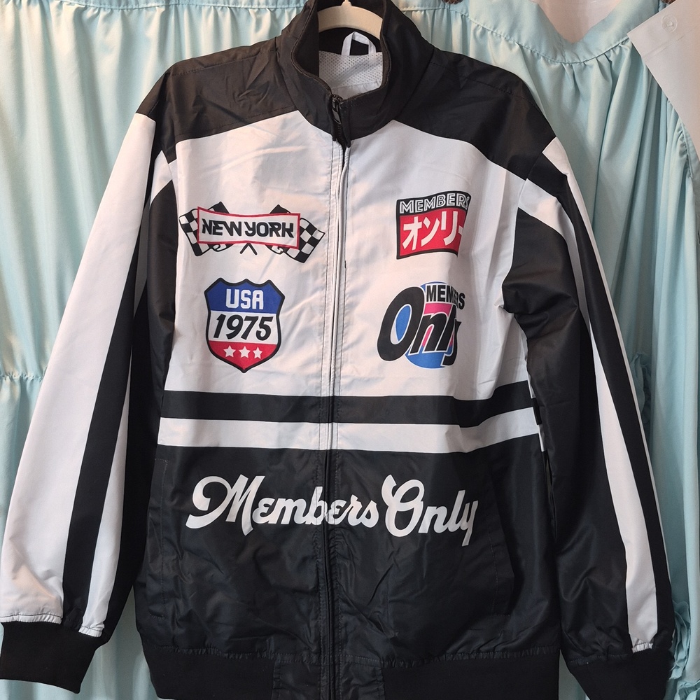 Members Only Black & White Racing Track Jacket NWT Sz S